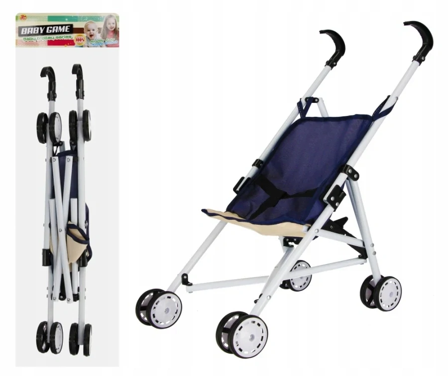 Kočík pre bábiky kovový rám Navy Blue 53cm
