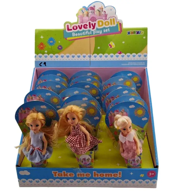 Bábika v farebných šatách 12cm