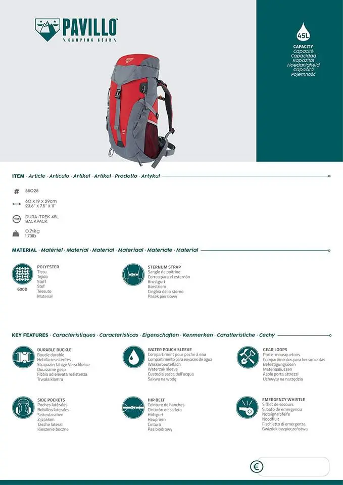 Bestway 68028 Dura-Trek cestovný batoh Unisex 45L Polyester