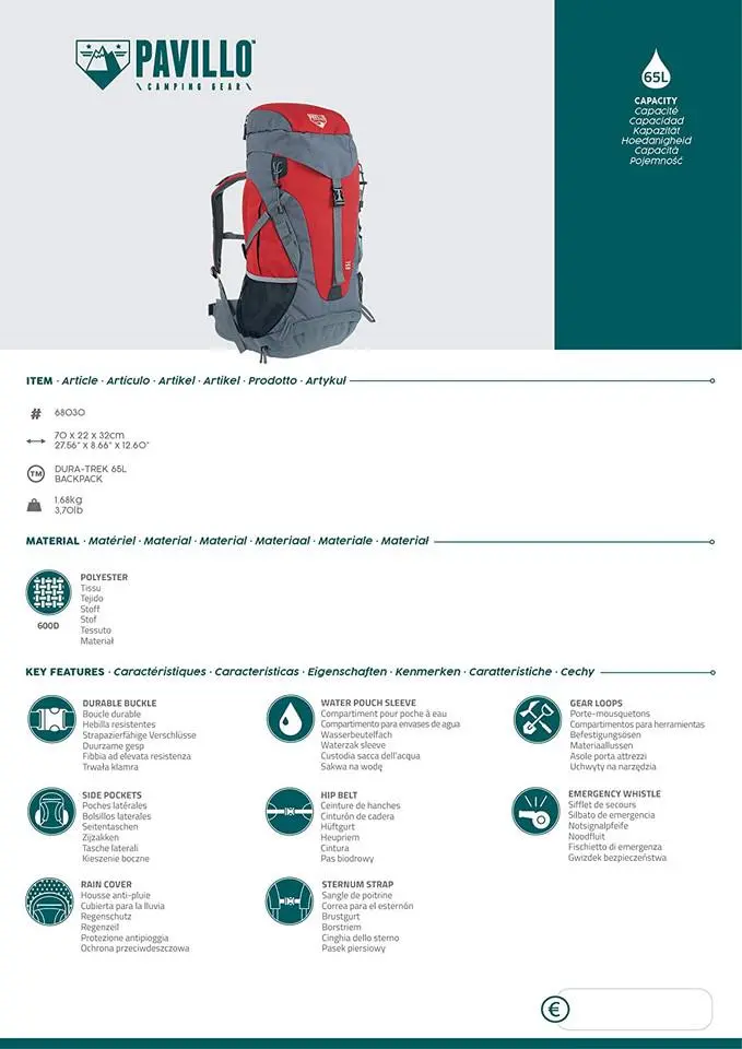 Bestway 68030 Dura-Trek cestovný batoh Unisex 65L Polyester