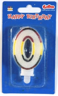 Sviečka číslová glitrovaná "0"