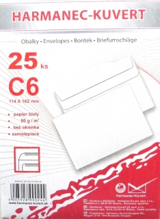 Poštové obálky  C6 2B05B3/ 25ks samolep balíčkové
