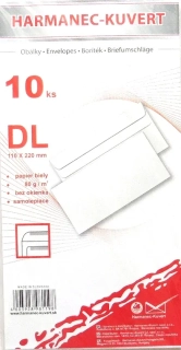 Poštové obálky  DL 2B05B3/ 10ks samolep balíčkové
