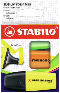 Zvýrazňovač STABILO BOSS MINI sada 3 ks