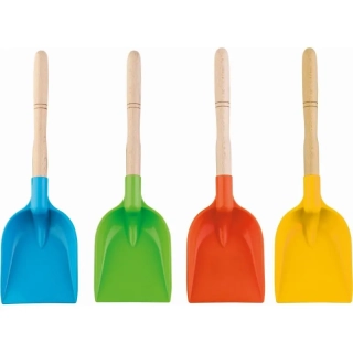 Plastová lopatka s drevenou rúčkou 33cm - oranžová