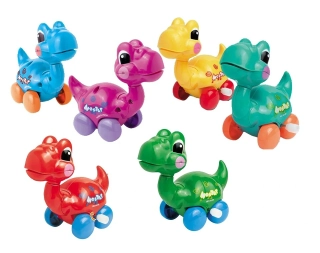 Naťahovací dinosaurus na kolieskach 10cm - zelený