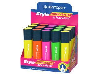 Zvýrazňovač Centropen 6252/20ks STYLE FLUO displej