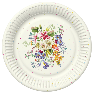Tanier papierový plytký malý 18cm/8ks kvety